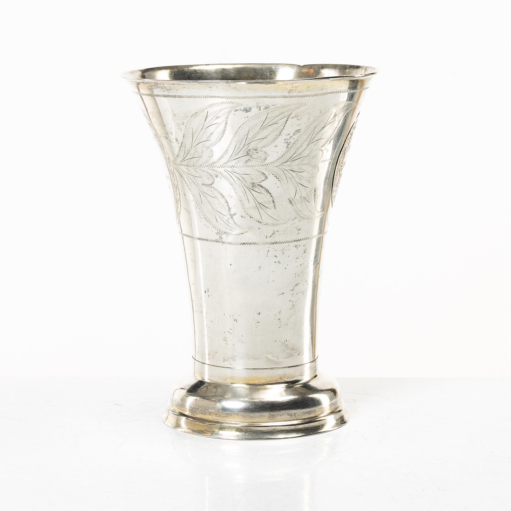 A silver beaker, mark of Carl Johan Österman, Turku, Finland 1838.