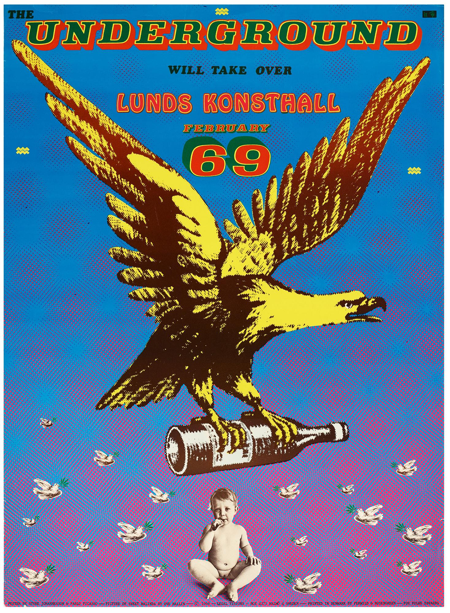 Sture Johannesson, offset affisch "The underground will take over" 1968.