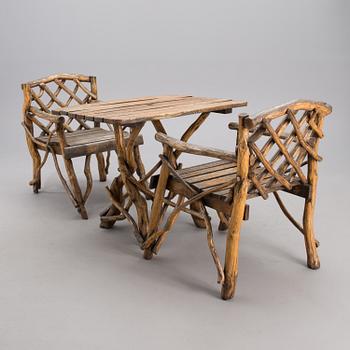 PUUTARHAKALUSTE, 3-osainen, 1900-luvun alkupuoli.