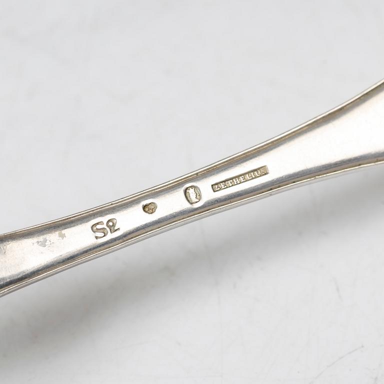 Eight Swedish silver forks, first half of the 19th century.