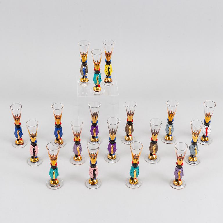 Gunnar Cyrén, 18 'devil glasses' for the Nobel glass service, Orrefors.