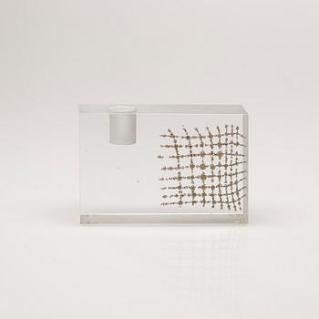 LJUSSTAKE OCH ASK MED LOCK, glas, signerade Markku Salo Nuutajärvi, 1900-talets senare hälft.