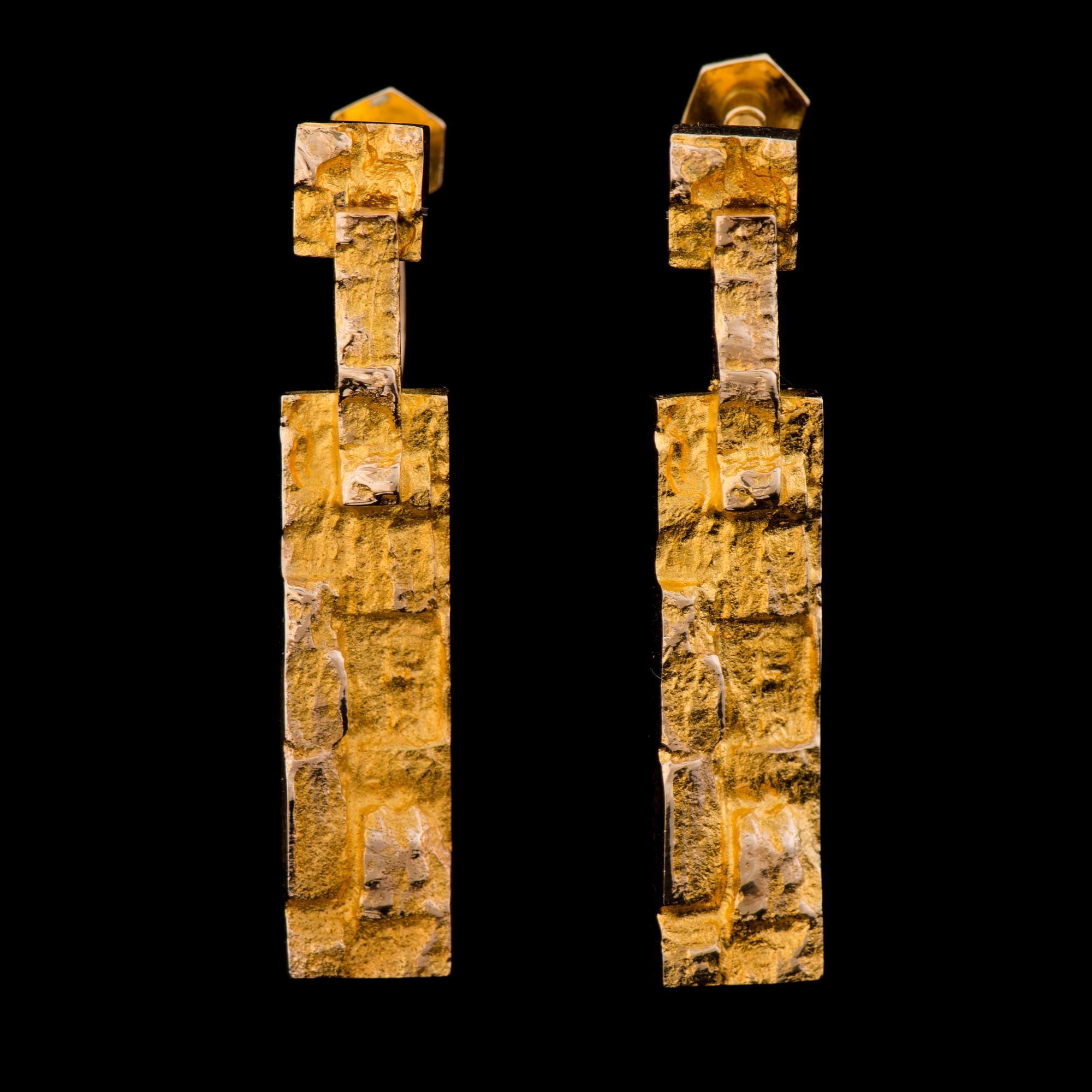 Björn Weckström, A PAIR OF EARRINGS, "Tundra", 14K gold. Lapponia 1971.