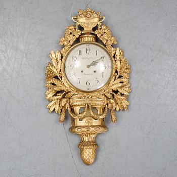 A Gustavian wall clock by Hans Wessman (active in Stockholm 1787-1805).