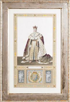 GRAVYRER, 2 st, efter Laurent, kolorerade, 1800-tal.