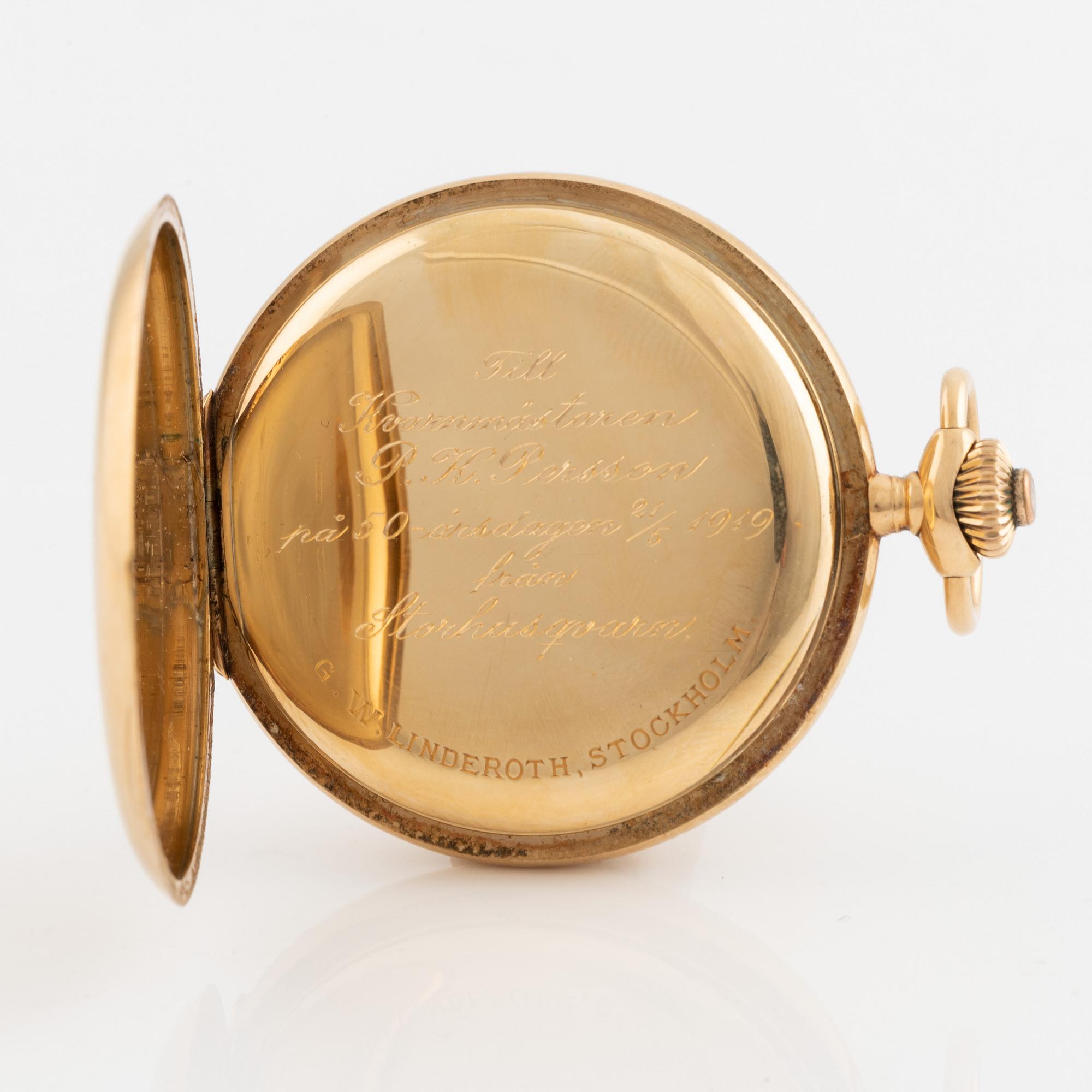 Alex Hüning, fickur, 18k guld, savonett, 51 mm.