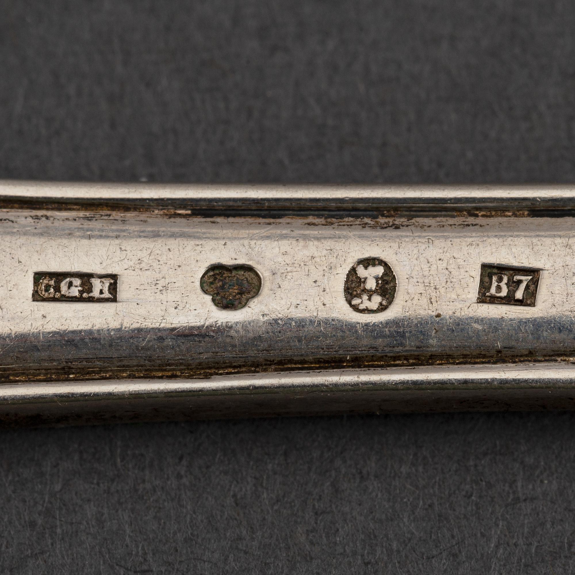 5+1 swedish silver dessert forks, including mark of Petter Julin, Köping 1761.