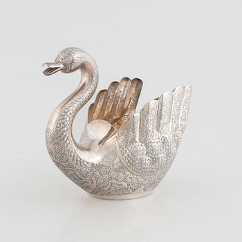Bowl in the shape of a swan, silver, Iran, 20th Century.