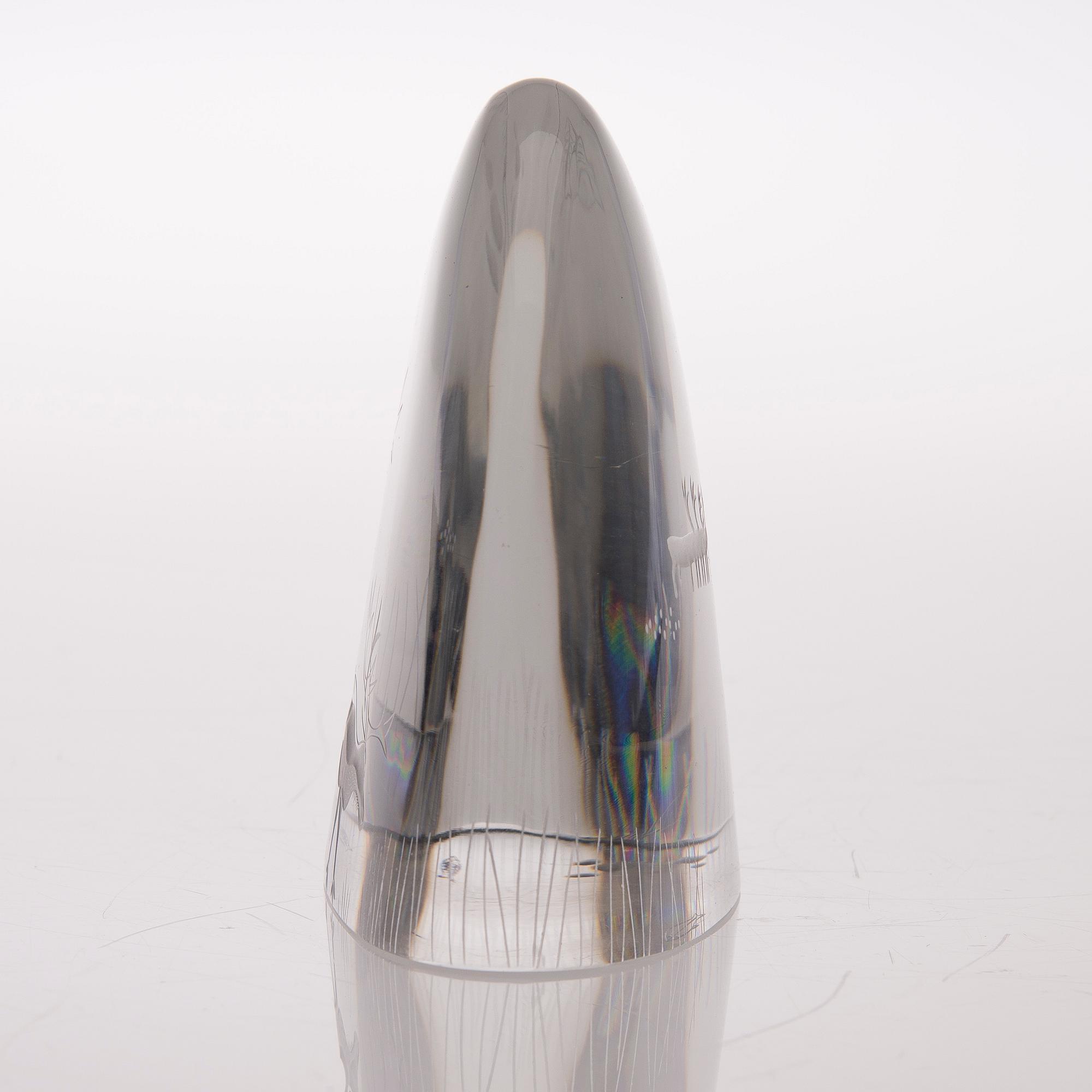 TAPIO WIRKKALA, glasskulptur, "Tunturi" (Fjäll), signerad Tapio Wirkkala 3805.