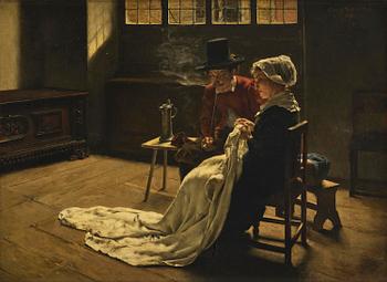 739. Claus Meyer, Handworking woman and man with a clay pipe.