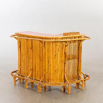 P.C Bonacina, Italien, Bar counter, 4 stools / bar stools, Bamboo, 1950s.