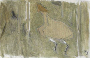 Helene Schjerfbeck, Study of a girl in a long skirt.