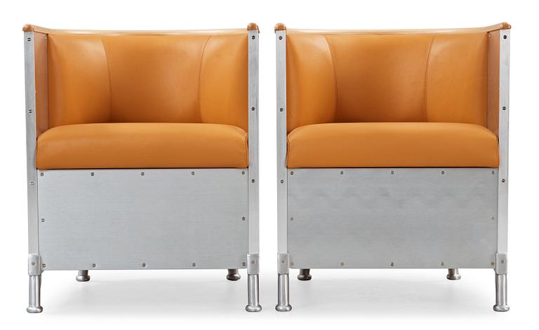 MATS THESELIUS, fåtöljer, ett par, "Aluminium/Theselius", Källemo efter 1990.