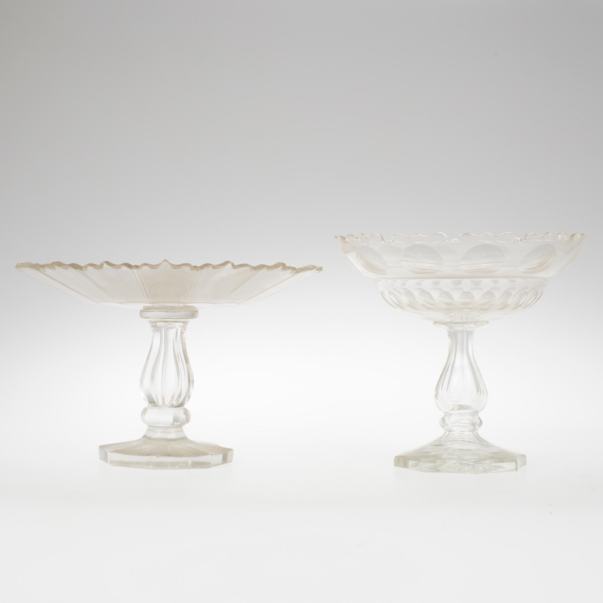 FAT SAMT SKÅL PÅ FOT, glas, 1800-talets andra hälft.