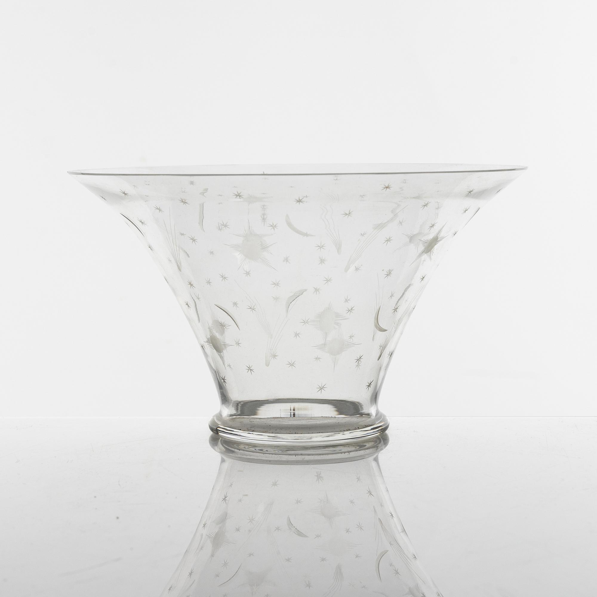 Edward Hald, skål, glas, Orrefors, 1930.