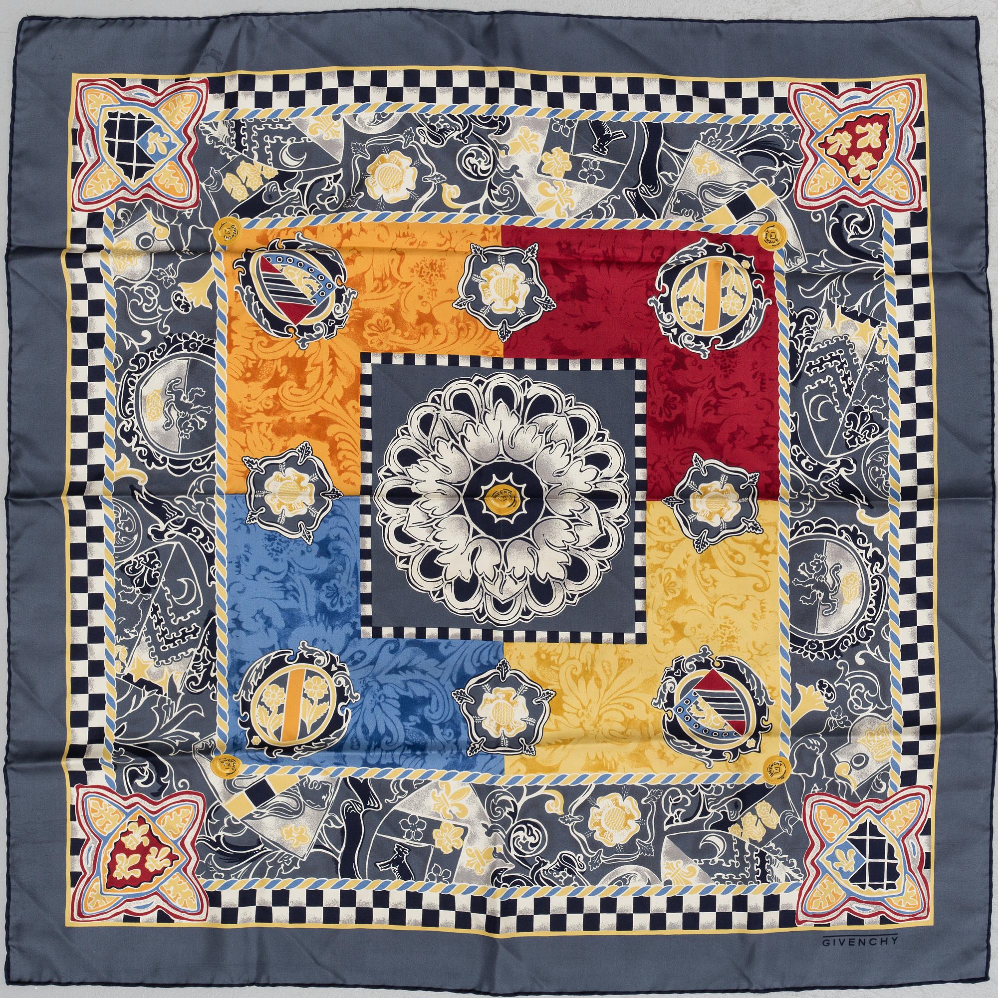 GUCCI & GIVENCHY, two silk scarves.