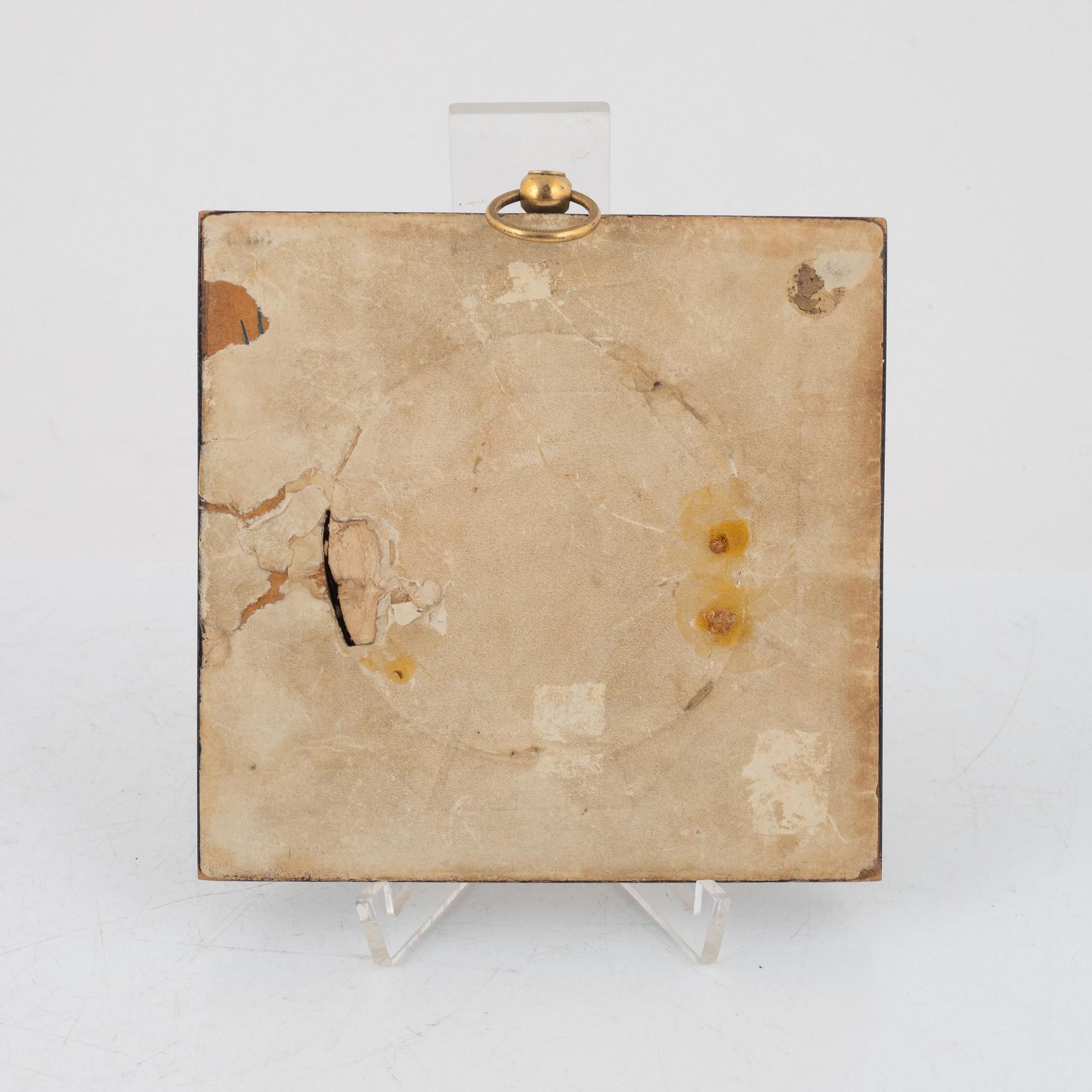 Plakett, patinerad brons och förgylld mässing, 1800/1900-tal.