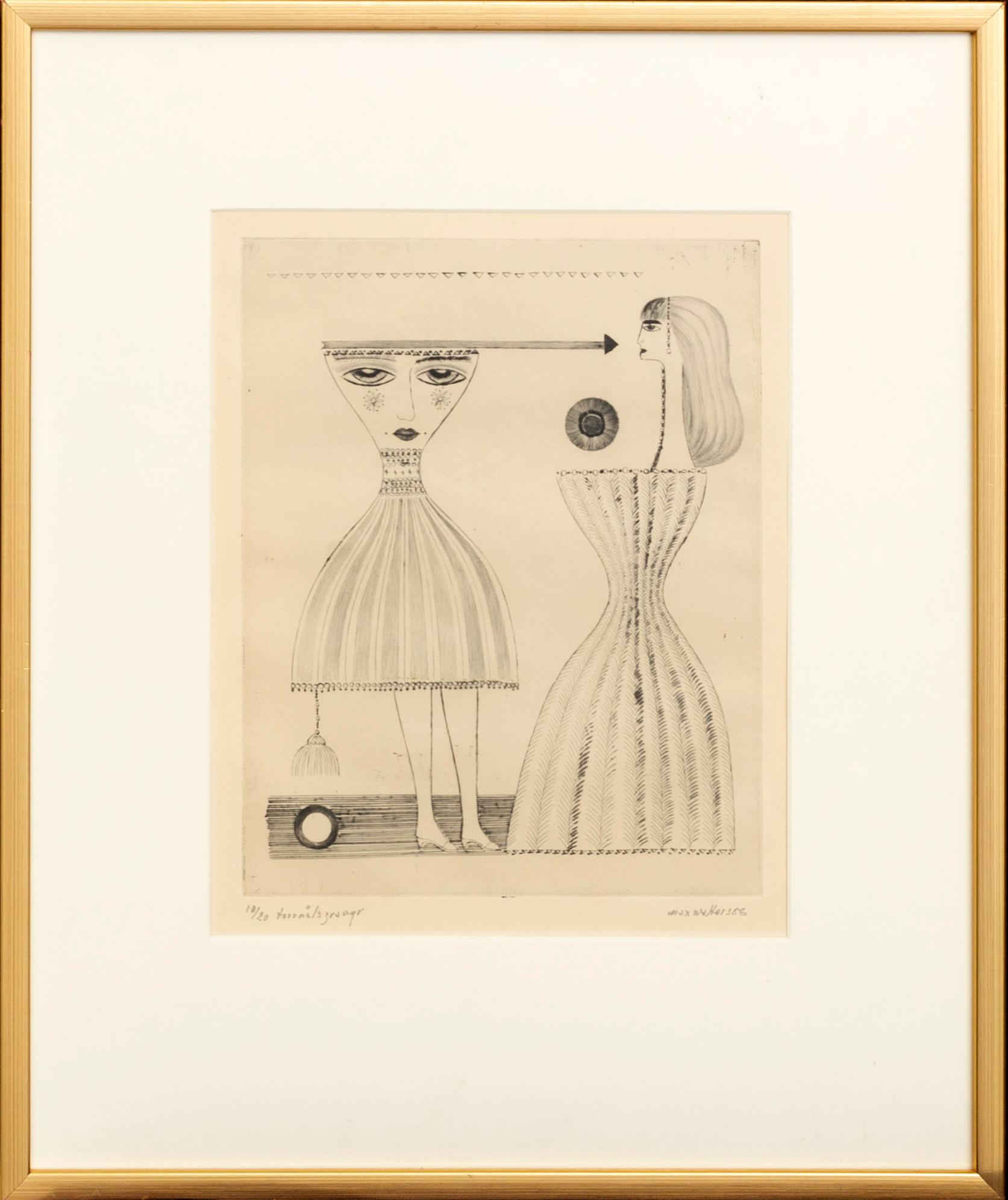 MAX WALTER SVANBERG, 2 torrnålsgravyrer, signerade och numrerade.