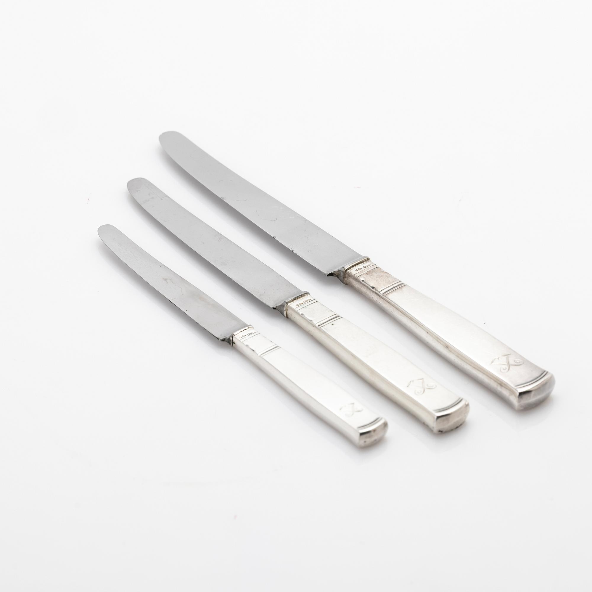 Jacob Ängman, Cutlery service, 144 pieces, silver, “Rosenholm”, GAB, Stockholm, 1936.