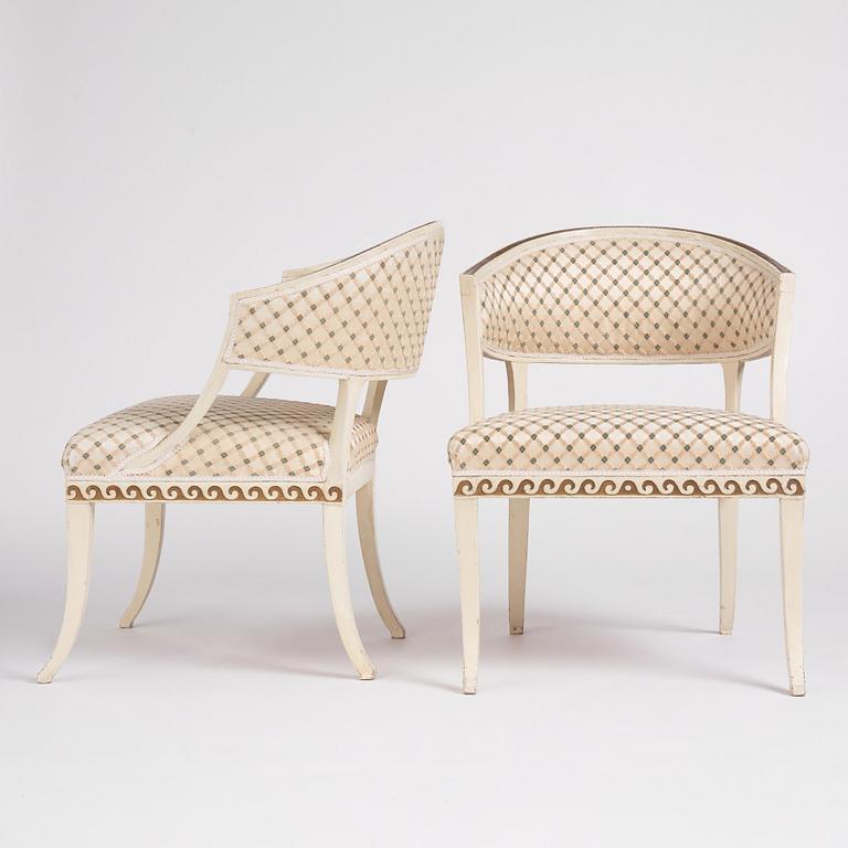 A pair of late Gustavian open-armchairs by E. Öhrmark (master in Stockholm 1777-1813).