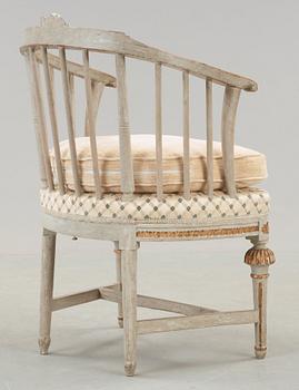 A Gustavian 18th century armchair by O Eriksson, Lindome.