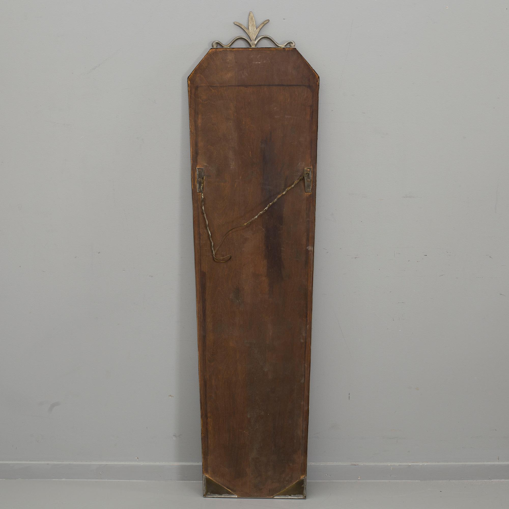 A PEWTER MIRROR, MID 20th CENTURY.