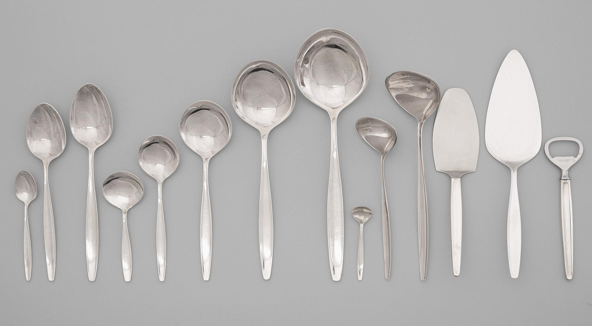 TIAS ECKHOFF, bestickuppsättning "Cypress", 168 delar, Georg Jensen, Köpenhamn efter 1952.