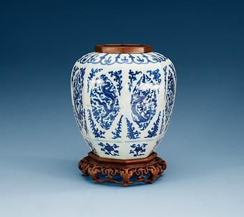 A blue and white jar, Ming dynasty with Jiaqings six character mark and period (1522-66).