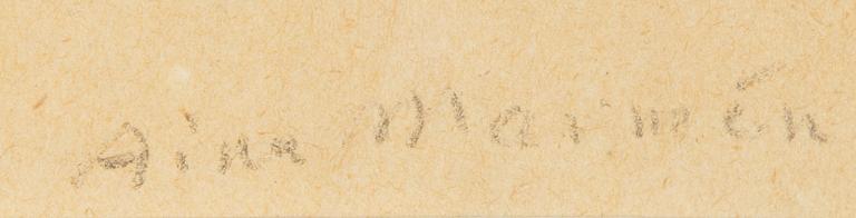 Aina Marmén, pencil on paper, signed.