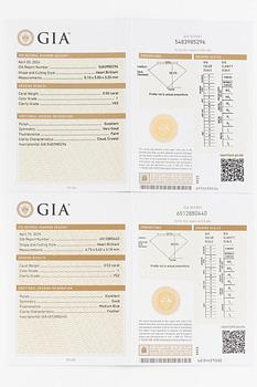 Earrings, 18K white gold set with heart-shaped diamonds. Accompanied by GIA dossier.