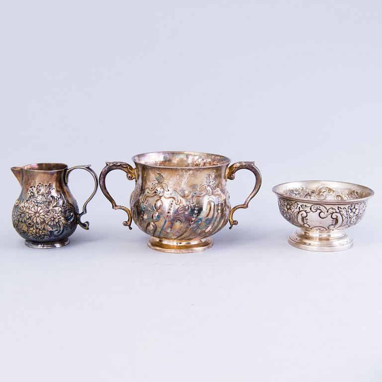 FOUR SILVER OBJECTS, England 18th-20th century.