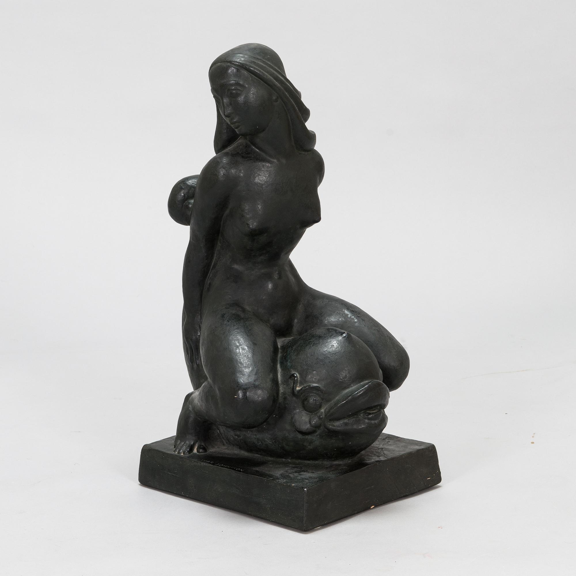 Ivar Johnsson, a painted plaster sculpture, signed.