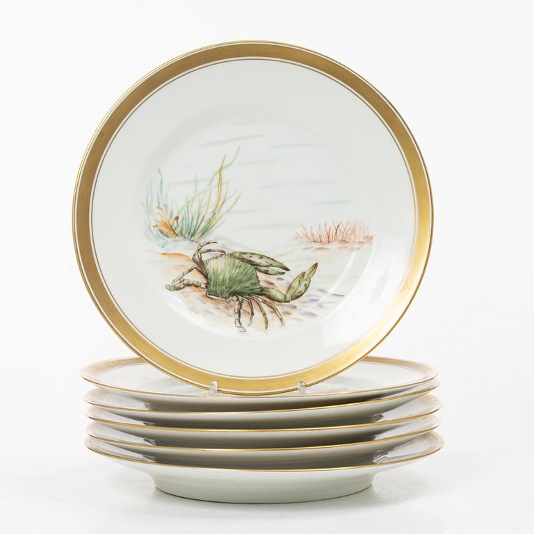 Royal Copenhagen, six hausmalerai 'Fauna Danica' plates, denmark, 1956.