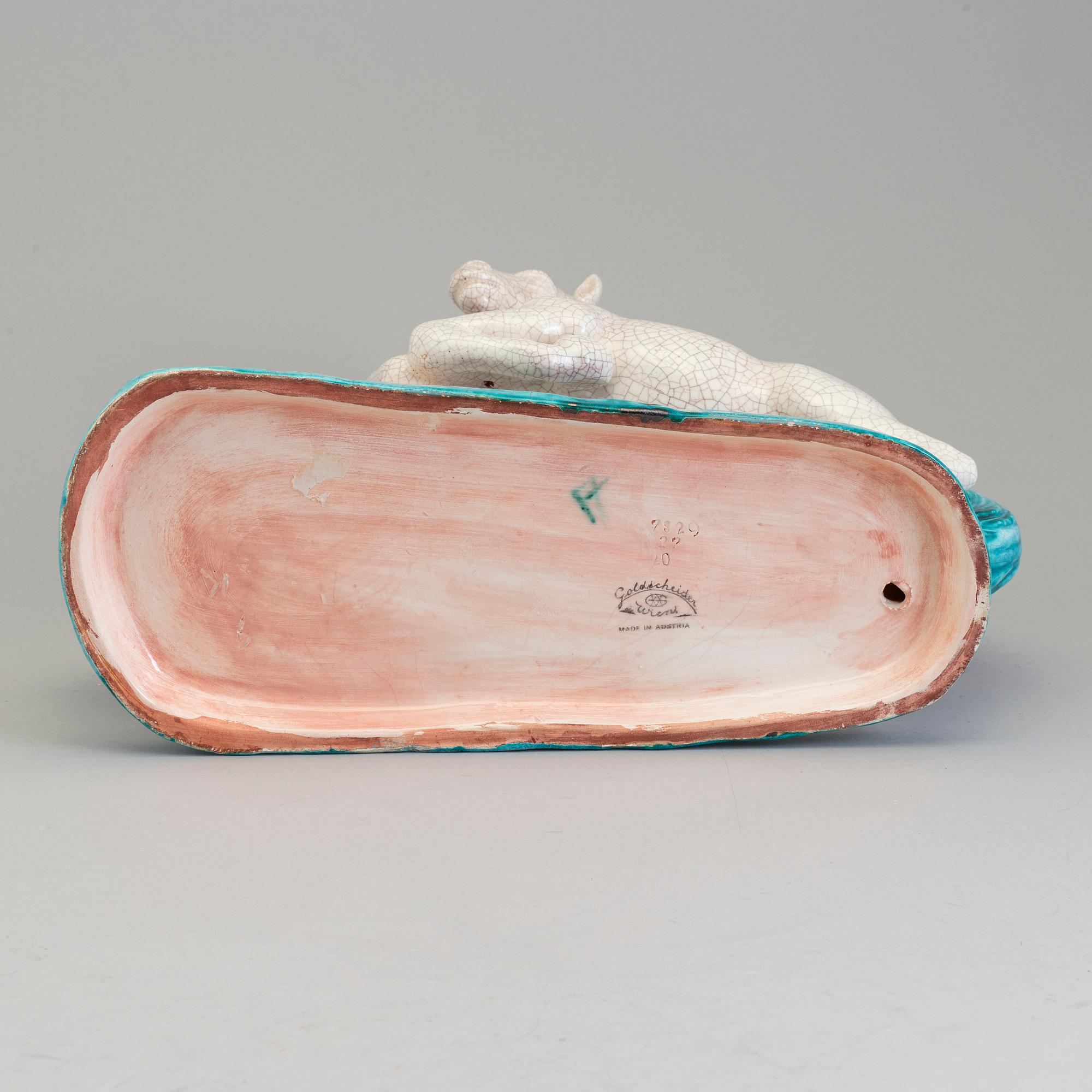 GOLDSCHEIDER, an earthenware craquelure glazed sculpture of horses, Austria.