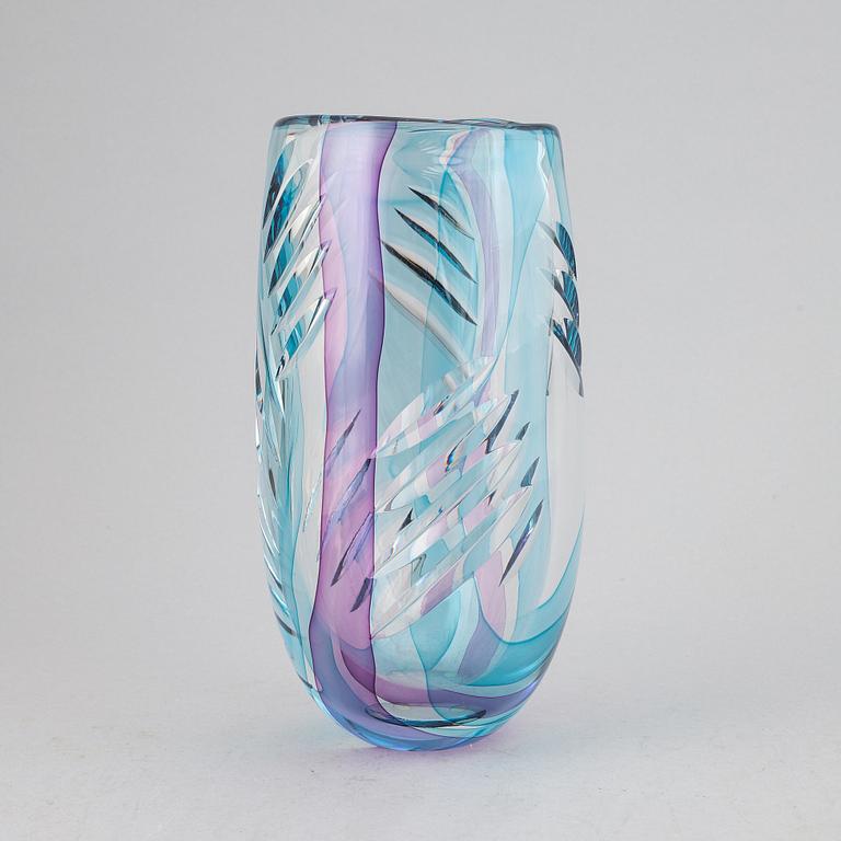 A unique glass vase by Anna Ehrner, Kosta Boda, signed.