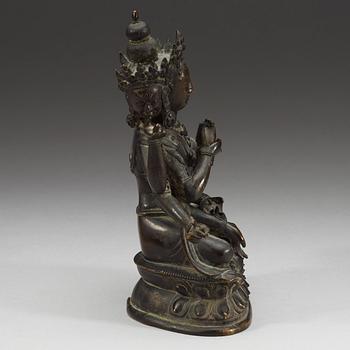 A bronze figure of a deity, presumably Ushnishavijaya, Qing dynasty, 19th Century.