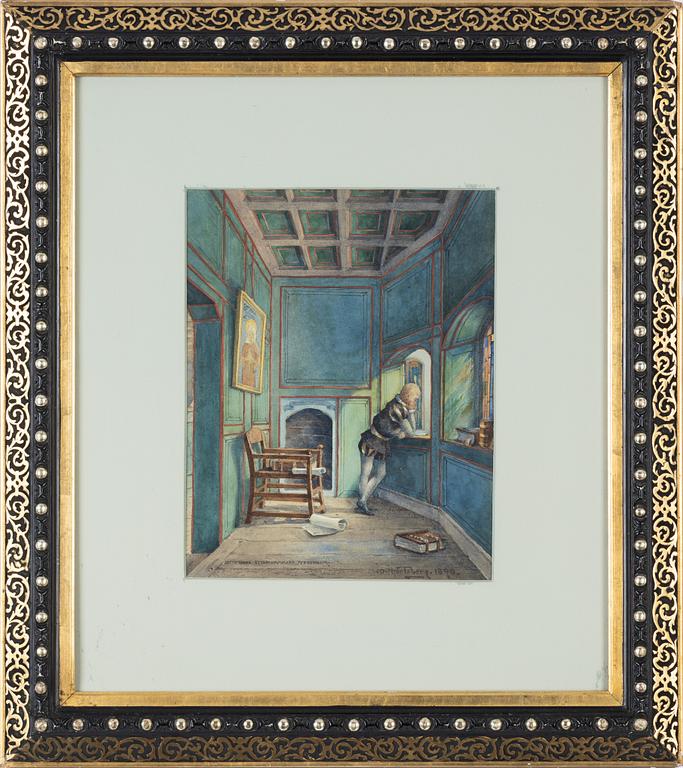 Olle Hjortzberg, akvarell, signerad och daterad 1890.