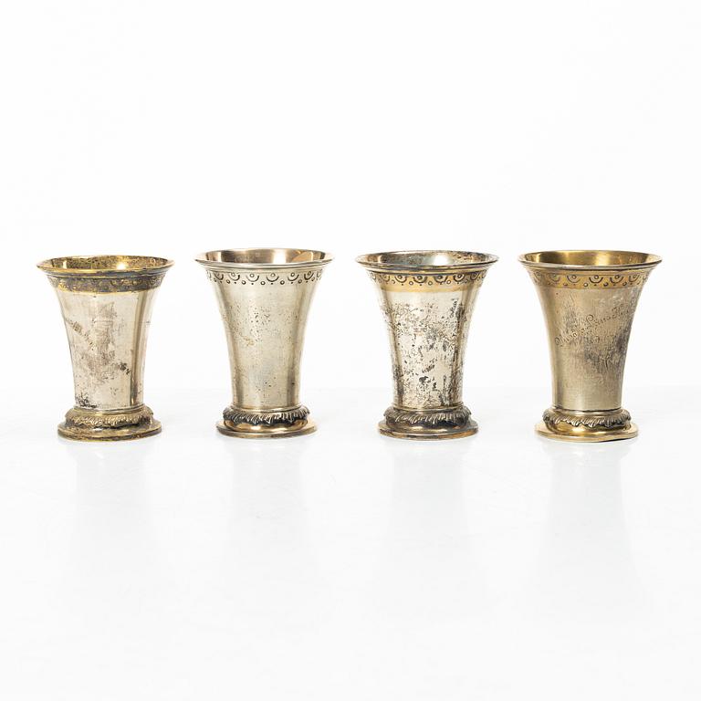 Ten Swedish silver beakers, mark of KG Markströms, Uppsala 1901-1908.
