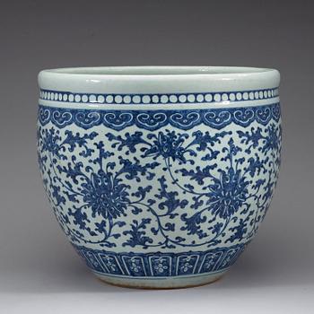 A blue and white fish basin, late Qing dynasty (1662-1912).