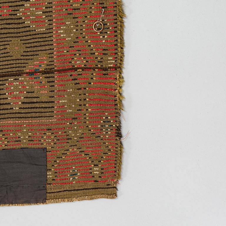 A Finnish folk art long pile ryijy-rug, dated 1817. Circa. 185 x 130 cm.