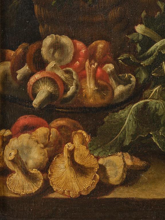 Simone del Tintore, follower of, Still life with asparagus, mushrooms, cauliflower, and turnips.