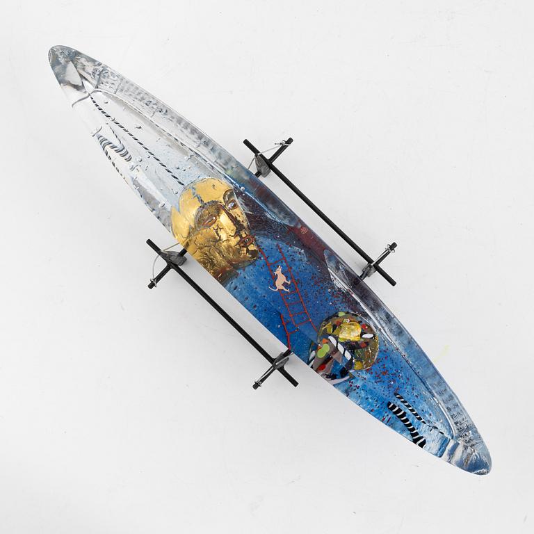 Bertil Vallien, "Voyage XV" unique sculpture, boat, sand-cast glass, Kosta Boda.