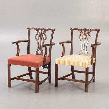 A pair of Chippendale 18th century mahogany armchairs.