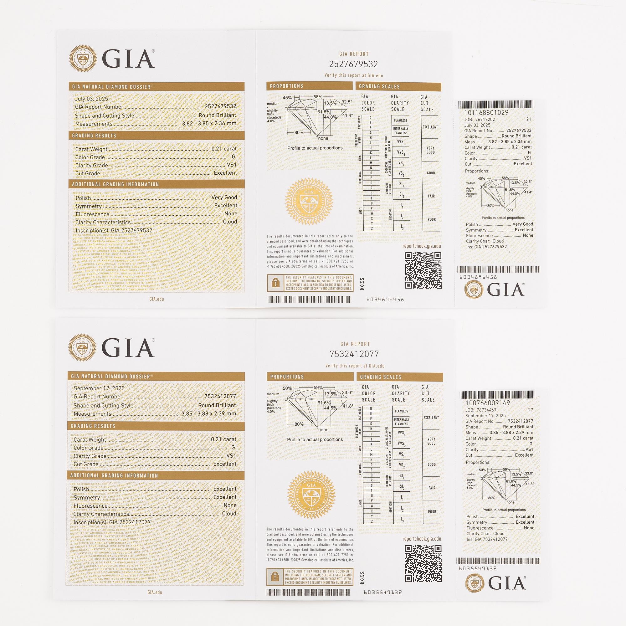 Earrings 18K white gold with brilliant-cut diamonds, accompanying GIA dossier.