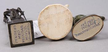 FIGURINER, 3 st, brons resp gips, bla Carl Eldh. 1900-tal.