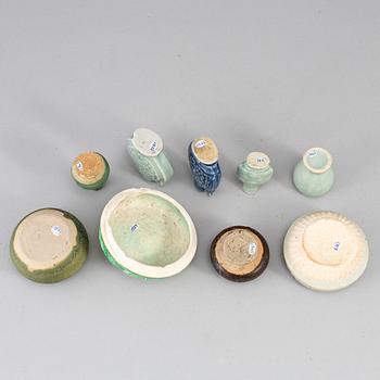 A group of nine ceramics, Mostly Ming dynasty.