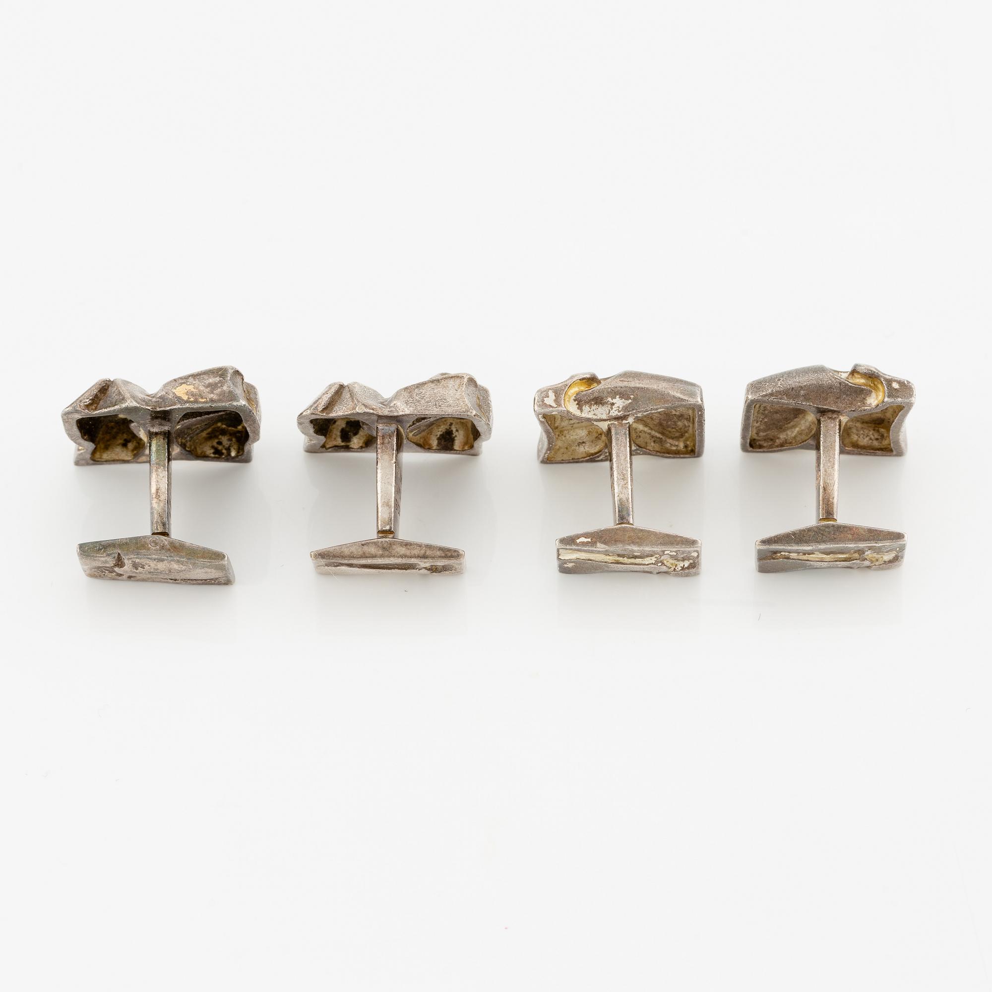 Lapponia, cufflinks, two pairs and Matti Hyvärinen, Siro Koru a pair of earrings, sterling silver.