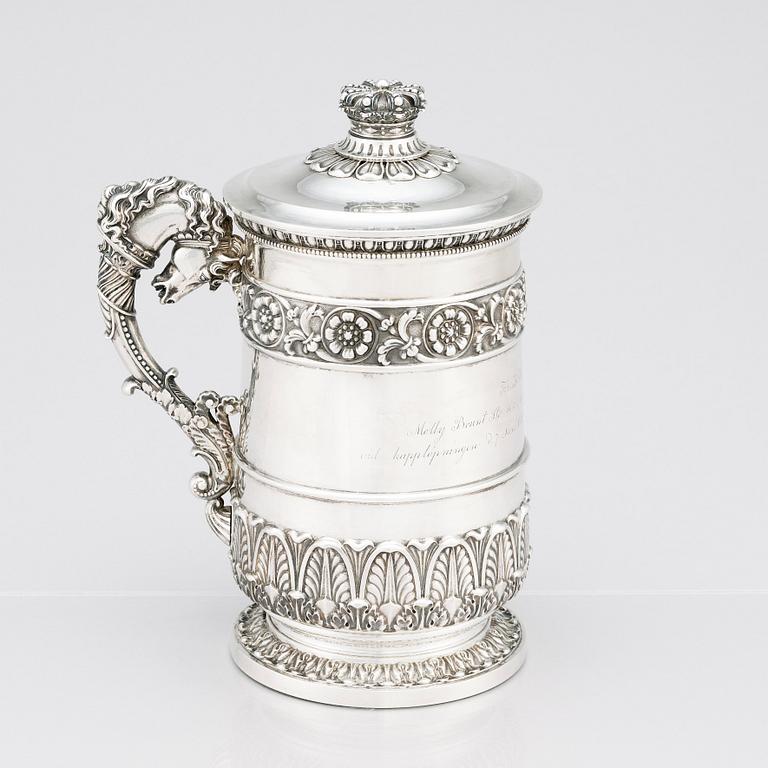 A Swedish early 19th Century silver tankard, mark of Adolf Zethelius, Stockholm 1831.