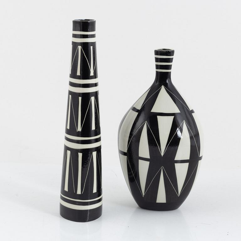 Karin Björquist, vases, 2 pcs, "Diagonal", Gustavsberg studio.