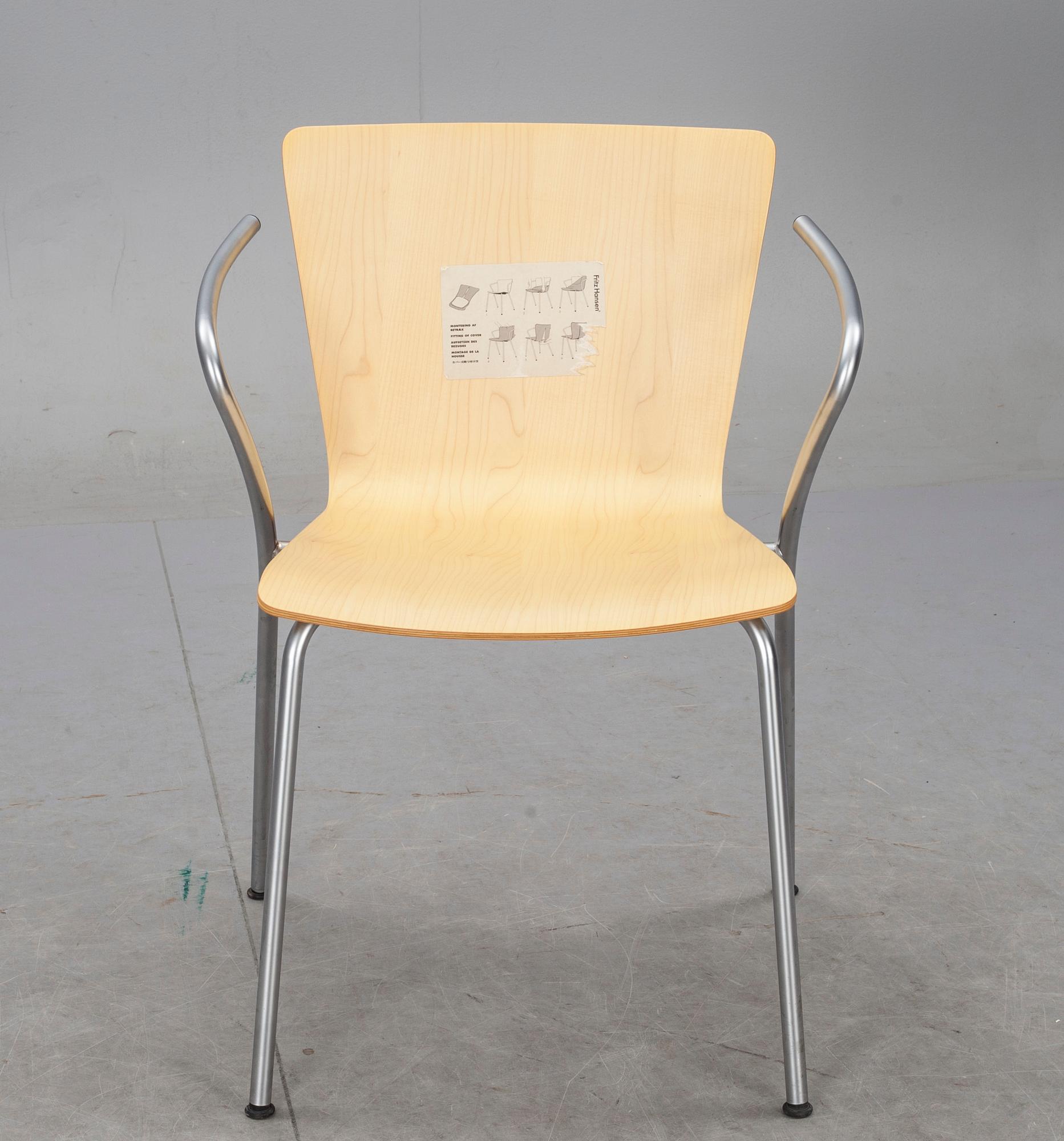 KARMSTOLAR, 4 st, "Vico Duo", Vico Magistretti för Fritz Hansen, 1997.